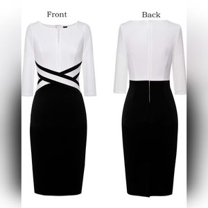 VFSHOW  Colorblock Front Zipper Work Office Business Party Bodycon Pencil dress